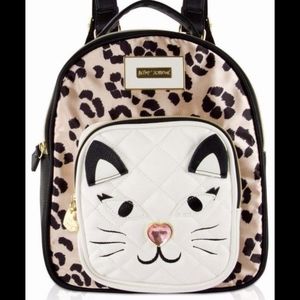 Betsey Johnson cheetah kitty cat face backpack